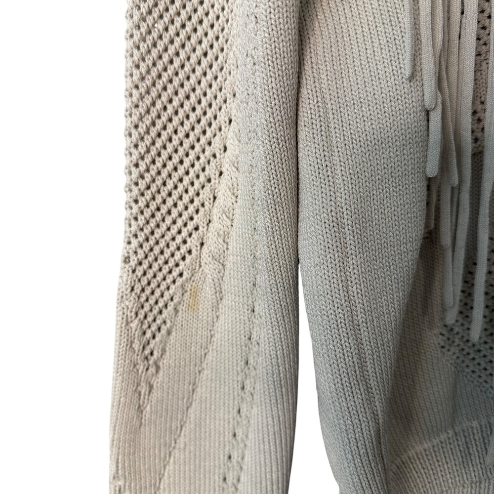 RONNY KOBO fringe knit sweater — small — cream / neutral western boho - Picture 6 of 7